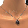 Rhodium Plated Pendant Necklace, Heart and key Design, with Amethyst Swarovski Crystals and White Micro Pave, Polished, Rhodium Finish, 04.239.0015.1.16