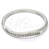 Rhodium Plated Individual Bangle, with White Crystal, Polished, Rhodium Finish, 07.252.0057.1.04 (04 MM Thickness, Size 4 - 2.25 Diameter)