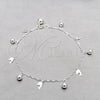 Sterling Silver Fancy Anklet, Dolphin and Ball Design, Polished, Silver Finish, 03.409.0089.10