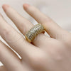 Oro Laminado Multi Stone Ring, Gold Filled Style with White Micro Pave, Polished, Golden Finish, 01.346.0009.08