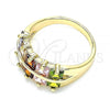 Oro Laminado Multi Stone Ring, Gold Filled Style with Multicolor Cubic Zirconia, Polished, Golden Finish, 01.346.0020.1.08