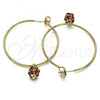 Oro Laminado Medium Hoop, Gold Filled Style with Garnet Crystal, Polished, Golden Finish, 02.63.2736.1.40