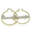 Oro Laminado Medium Hoop, Gold Filled Style Nameplate Design, Polished, Golden Finish, 02.213.0222.40