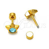 Stainless Steel Stud Earring, Star Design, with Aqua Blue Crystal, Polished, Golden Finish, 02.271.0016.10