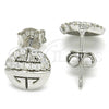 Sterling Silver Stud Earring, with White Cubic Zirconia, Polished, Rhodium Finish, 02.336.0115