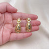 Oro Laminado Stud Earring, Gold Filled Style Teardrop Design, Polished, Golden Finish, 02.418.0004
