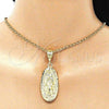 Oro Laminado Religious Pendant, Gold Filled Style Guadalupe Design, Diamond Cutting Finish, Golden Finish, 5.184.010