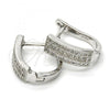 Sterling Silver Huggie Hoop, with White Micro Pave, Polished, Rhodium Finish, 02.175.0095.15