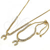Oro Laminado Necklace and Bracelet, Gold Filled Style with White Cubic Zirconia, Polished, Golden Finish, 06.221.0019