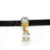Oro Laminado Fancy Necklace, Gold Filled Style Choker Design, with White Cubic Zirconia and White Azavache, Polished, Golden Finish, 04.215.0022.13