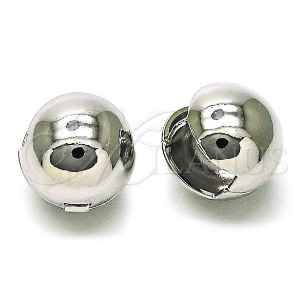 Rhodium Plated Huggie Hoop, Ball Design, Polished, Rhodium Finish, 02.195.0291.1.16