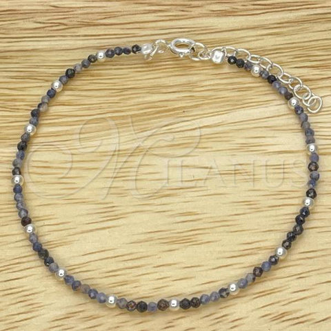 Sterling Silver Fancy Bracelet, Ball Design, with Crystal Blue Shade Crystal, Polished, Silver Finish, 03.402.0001.5.07