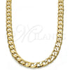 Oro Laminado Basic Necklace, Gold Filled Style Curb Design, Polished, Golden Finish, 5.222.003.24