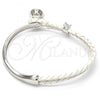 Rhodium Plated Individual Bangle, with Amethyst Swarovski Crystals and White Micro Pave, Polished, Rhodium Finish, 07.239.0004.12 (03 MM Thickness, One size fits all)