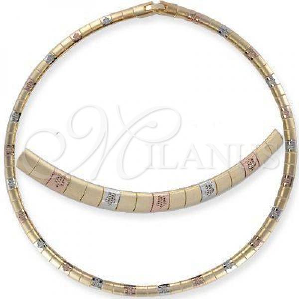 Oro Laminado Basic Necklace, Gold Filled Style Tricolor, 04.65.0124