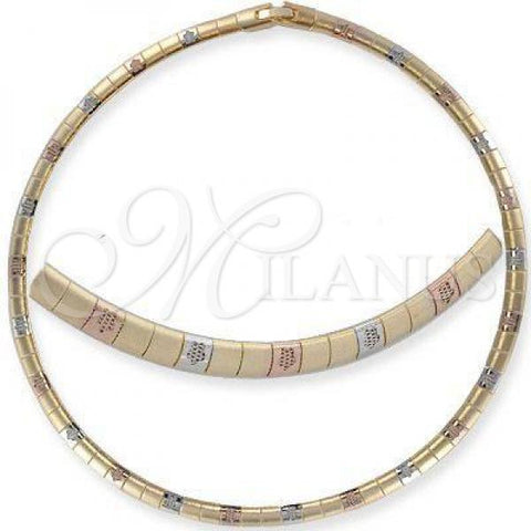 Oro Laminado Basic Necklace, Gold Filled Style Tricolor, 04.65.0124