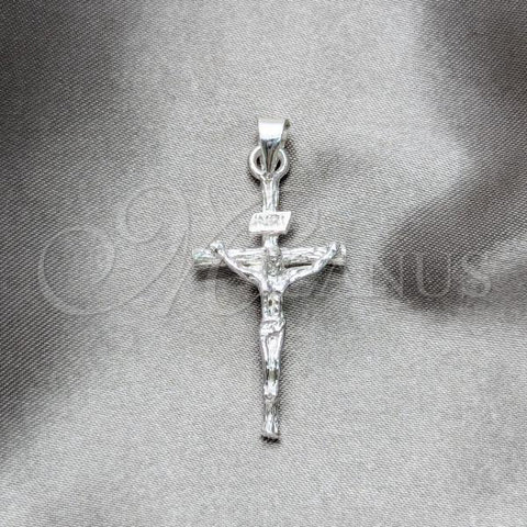 Sterling Silver Religious Pendant, Cross Design, Polished, Silver Finish, 05.392.0088