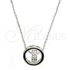 Rhodium Plated Pendant Necklace, Rolo and Heart Design, with Aurore Boreale Swarovski Crystals, Polished, Rhodium Finish, 04.239.0028.16