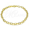 Oro Laminado Fancy Anklet, Gold Filled Style Paperclip Design, Polished, Golden Finish, 03.341.0048.10