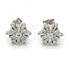 Sterling Silver Stud Earring, with White Cubic Zirconia, Polished, Rhodium Finish, 02.175.0110