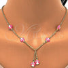 Oro Laminado Earring and Pendant Children Set, Gold Filled Style Ladybug Design, with White Crystal, Pink Enamel Finish, Golden Finish, 06.60.0005.1