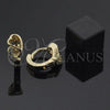 Oro Laminado Huggie Hoop, Gold Filled Style Heart Design, with White Cubic Zirconia, Polished, Golden Finish, 02.165.0006