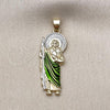Oro Laminado Religious Pendant, Gold Filled Style San Judas Design, Polished, Tricolor, 05.210.0014