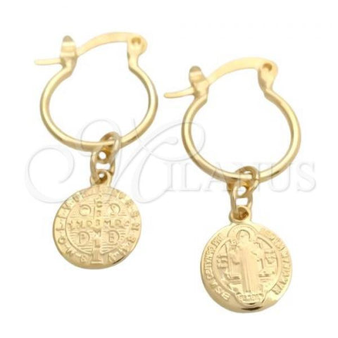 Oro Laminado Small Hoop, Gold Filled Style San Benito Design, Polished, Golden Finish, 02.58.0035.12