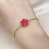 Oro Laminado Adjustable Bolo Bracelet, Gold Filled Style Flower and Box Design, with Garnet Opal, Polished, Golden Finish, 03.313.0041.2.11