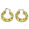 Oro Laminado Medium Hoop, Gold Filled Style Hollow and Twist Design, Polished, Golden Finish, 02.170.0480.30