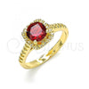 Oro Laminado Multi Stone Ring, Gold Filled Style with Garnet Cubic Zirconia, Polished, Golden Finish, 01.284.0044.1.07