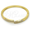 Oro Laminado Individual Bangle, Gold Filled Style with White Crystal, Polished, Golden Finish, 07.252.0052.04 (04 MM Thickness, Size 4 - 2.25 Diameter)