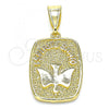 Oro Laminado Religious Pendant, Gold Filled Style Polished, Golden Finish, 05.253.0103