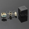 Oro Laminado Stud Earring, Gold Filled Style Heart Design, Turquoise Enamel Finish, Golden Finish, 02.64.0323 *PROMO*