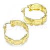 Oro Laminado Medium Hoop, Gold Filled Style Hugs and Kisses Design, Polished, Golden Finish, 02.160.0016.30