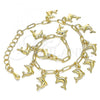 Oro Laminado Charm Bracelet, Gold Filled Style Dolphin and Paperclip Design, Polished, Golden Finish, 03.372.0017.08