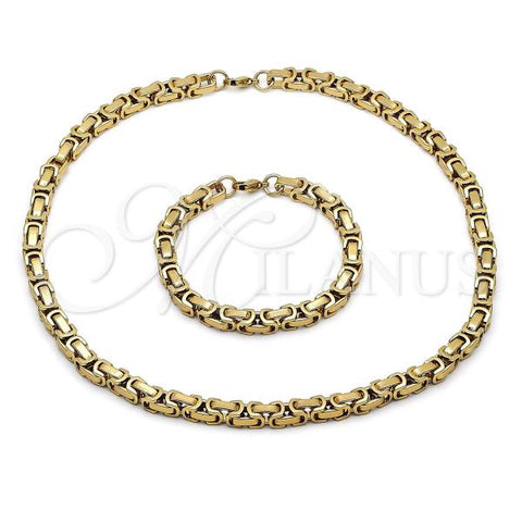 Stainless Steel Necklace and Bracelet, Polished, Golden Finish, 06.116.0020.2