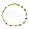 Oro Laminado Fancy Bracelet, Gold Filled Style with Multicolor Cubic Zirconia, Polished, Golden Finish, 03.326.0004.08