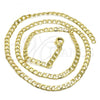 Oro Laminado Basic Necklace, Gold Filled Style Curb Design, Polished, Golden Finish, 04.213.0108.24