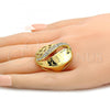 Oro Laminado Multi Stone Ring, Gold Filled Style Star and Moon Design, with White Crystal, Polished, Golden Finish, 01.241.0023.10 (Size 10)