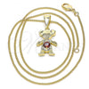 Oro Laminado Pendant Necklace, Gold Filled Style Little Girl Design, with Garnet Cubic Zirconia, Polished, Golden Finish, 04.253.0013.20