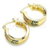 Oro Laminado Small Hoop, Gold Filled Style with Multicolor Cubic Zirconia, Polished, Golden Finish, 02.210.0273.3.20