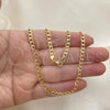 Oro Laminado Basic Necklace, Gold Filled Style Curb Design, Polished, Golden Finish, 04.213.0086.24