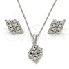 Sterling Silver Earring and Pendant Adult Set, with White Cubic Zirconia, Polished, Rhodium Finish, 10.175.0023