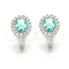 Sterling Silver Huggie Hoop, with Emerald Cubic Zirconia and White Micro Pave, Polished,, 02.186.0060.12