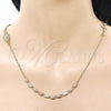 Oro Laminado Fancy Necklace, Gold Filled Style Guadalupe and Crucifix Design, with White Micro Pave, Diamond Cutting Finish, Tricolor, 04.253.0031.20