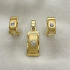 Oro Laminado Earring and Pendant Adult Set, Gold Filled Style with  Crystal, Polished, Golden Finish, 10.59.0182