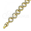 Oro Laminado Fancy Bracelet, Gold Filled Style with White Micro Pave, Polished, Golden Finish, 03.346.0006.07
