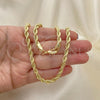 Oro Laminado Basic Necklace, Gold Filled Style Rope Design, Polished, Golden Finish, 04.213.0103.24