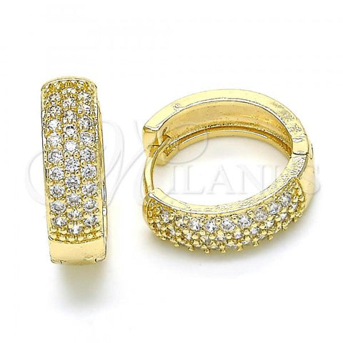 Oro Laminado Huggie Hoop, Gold Filled Style with White Cubic Zirconia, Polished, Golden Finish, 02.210.0104.20